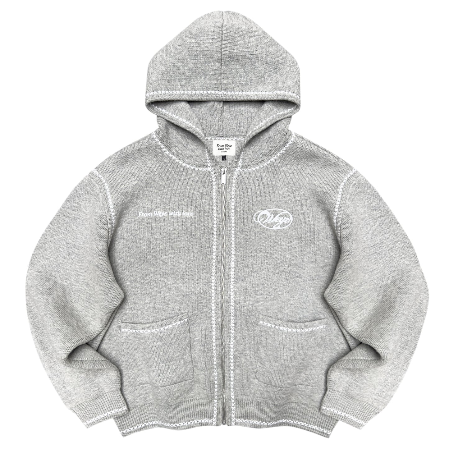 Knitted Zip Hoodie “GRACE” - Heather Grey