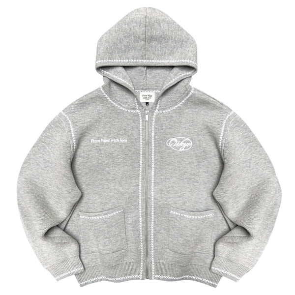 Knitted Zip Hoodie “GRACE” - Heather Grey – Weyz Clothing