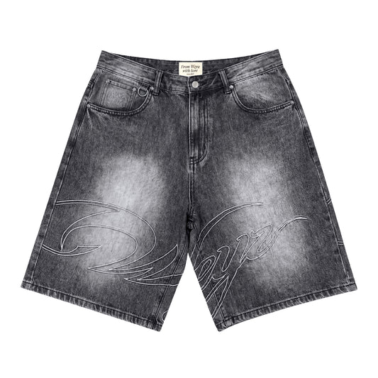 "HERITAGE" Denim Short - Washed Black