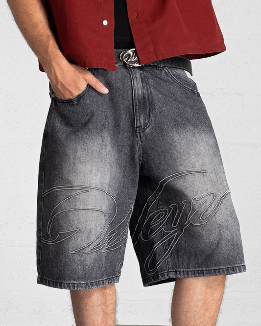 "HERITAGE" Denim Short - Washed Black