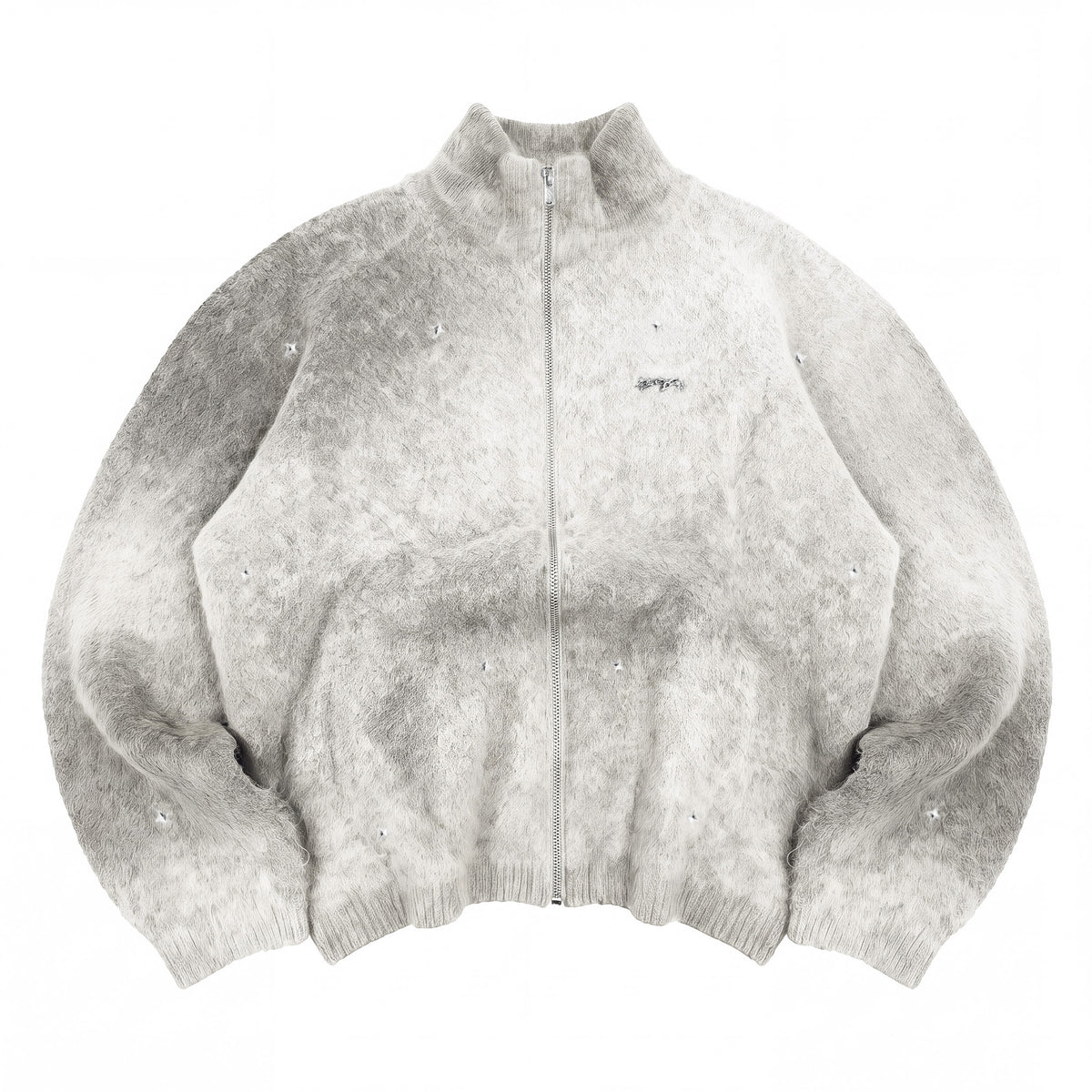 CARDIGAN MOHAIR À ZIP "MOONLIGHT" - GRIS CLAIR