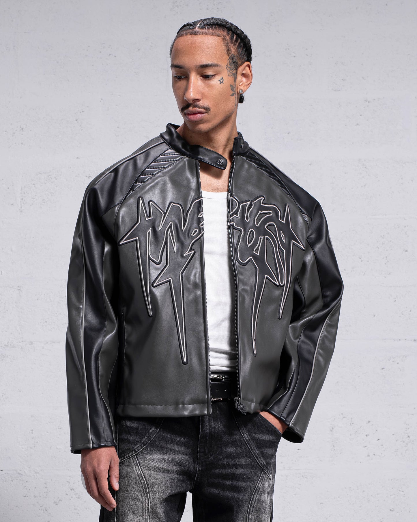 "OBSIDIAN" PU-LEATHER JACKET