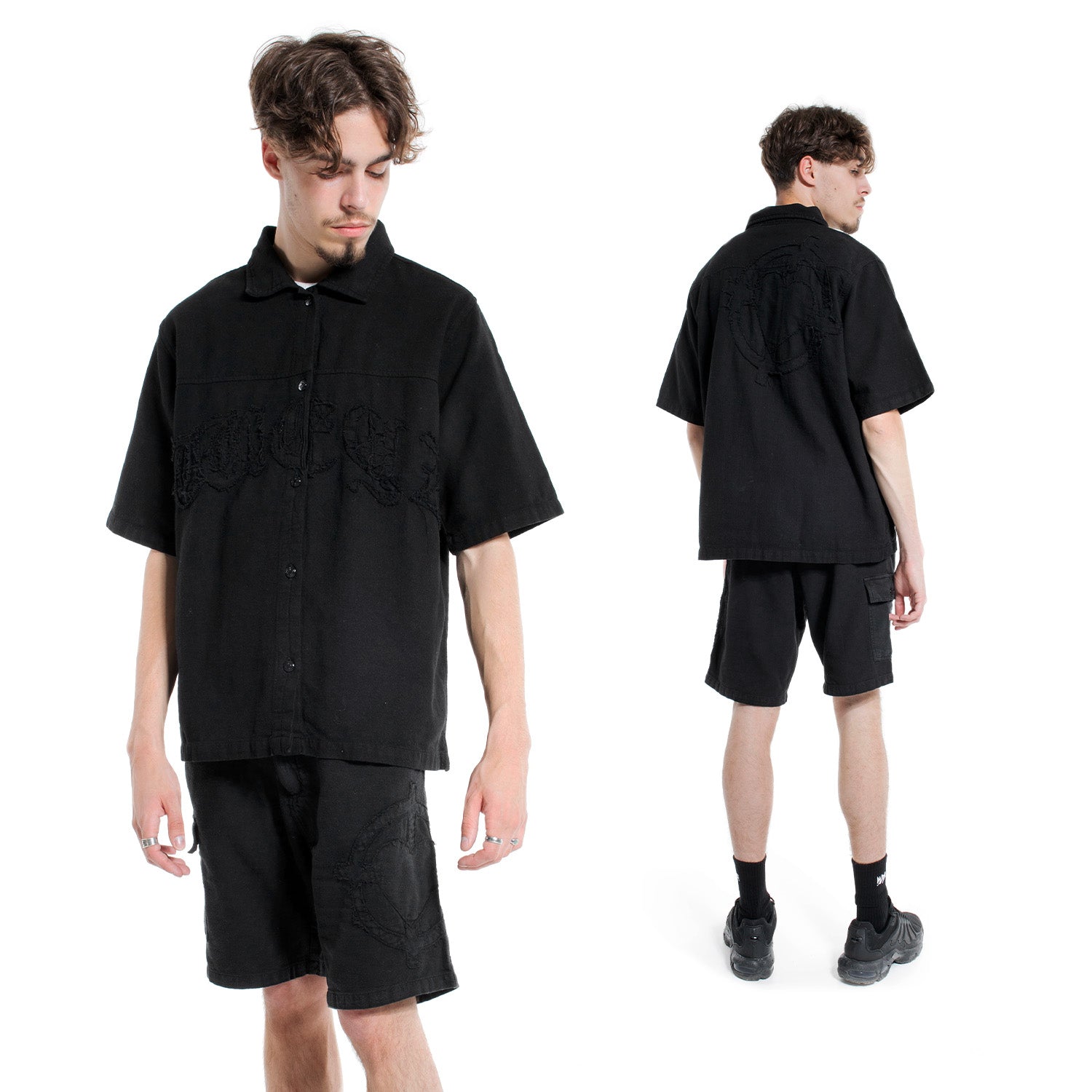 black oversized summer shirt 100% cotton 230gsm weyz patch