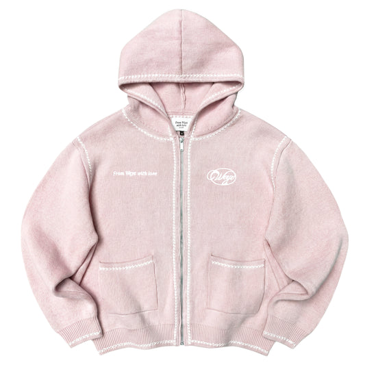 Knitted Zip Hoodie “GRACE” - Pink
