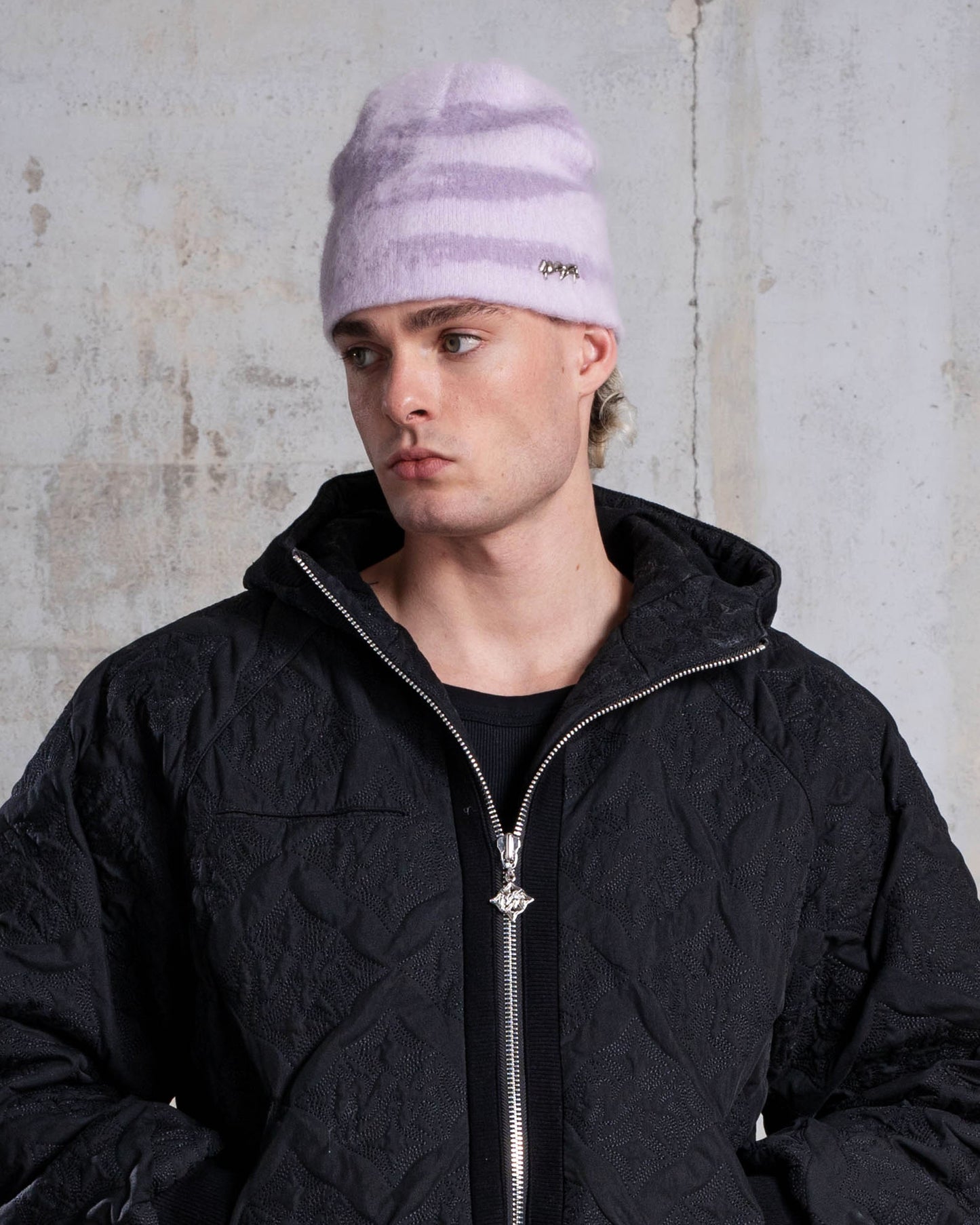 BONNET EN MAILLE ÉPAISSE « STARS » - ROSE