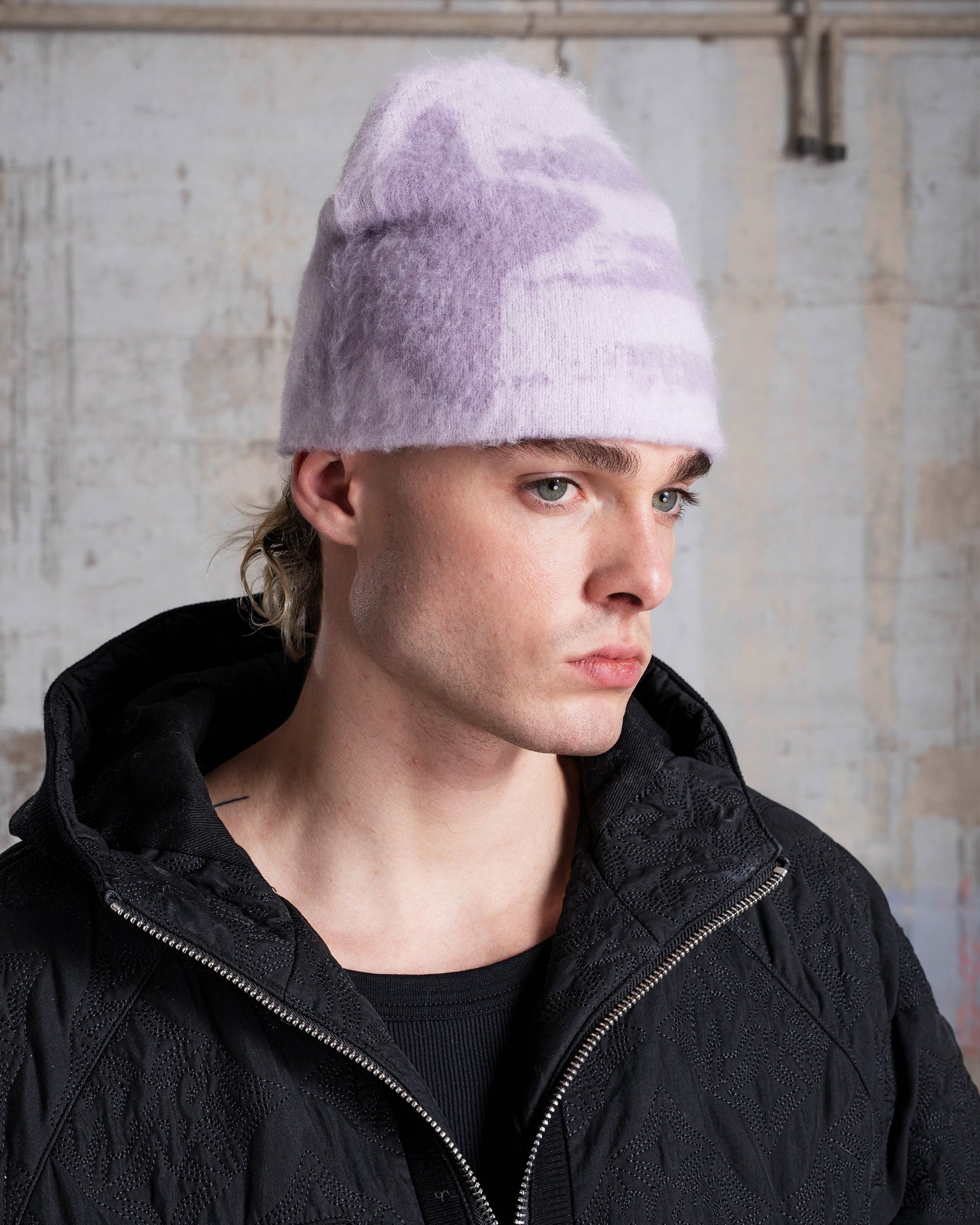 BONNET EN MAILLE ÉPAISSE « STARS » - ROSE