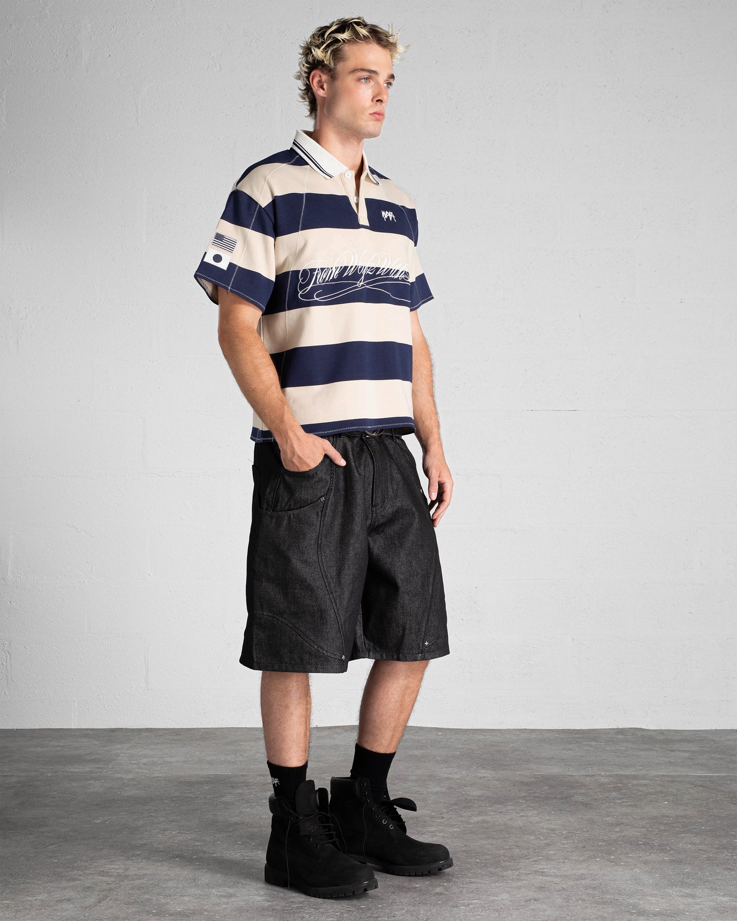 "FWWL" Polo - Blue & Beige