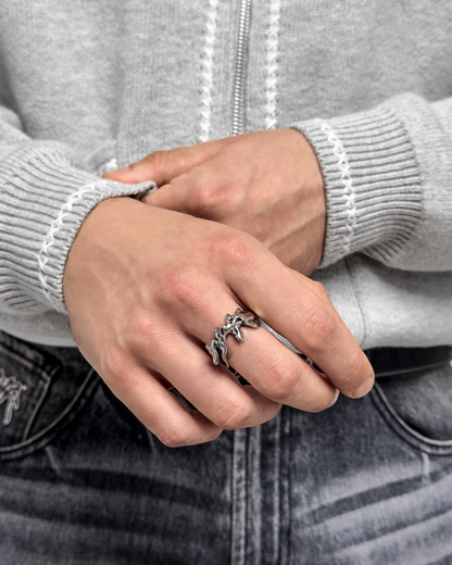 Bague ajustable "RELIC" - Chrome