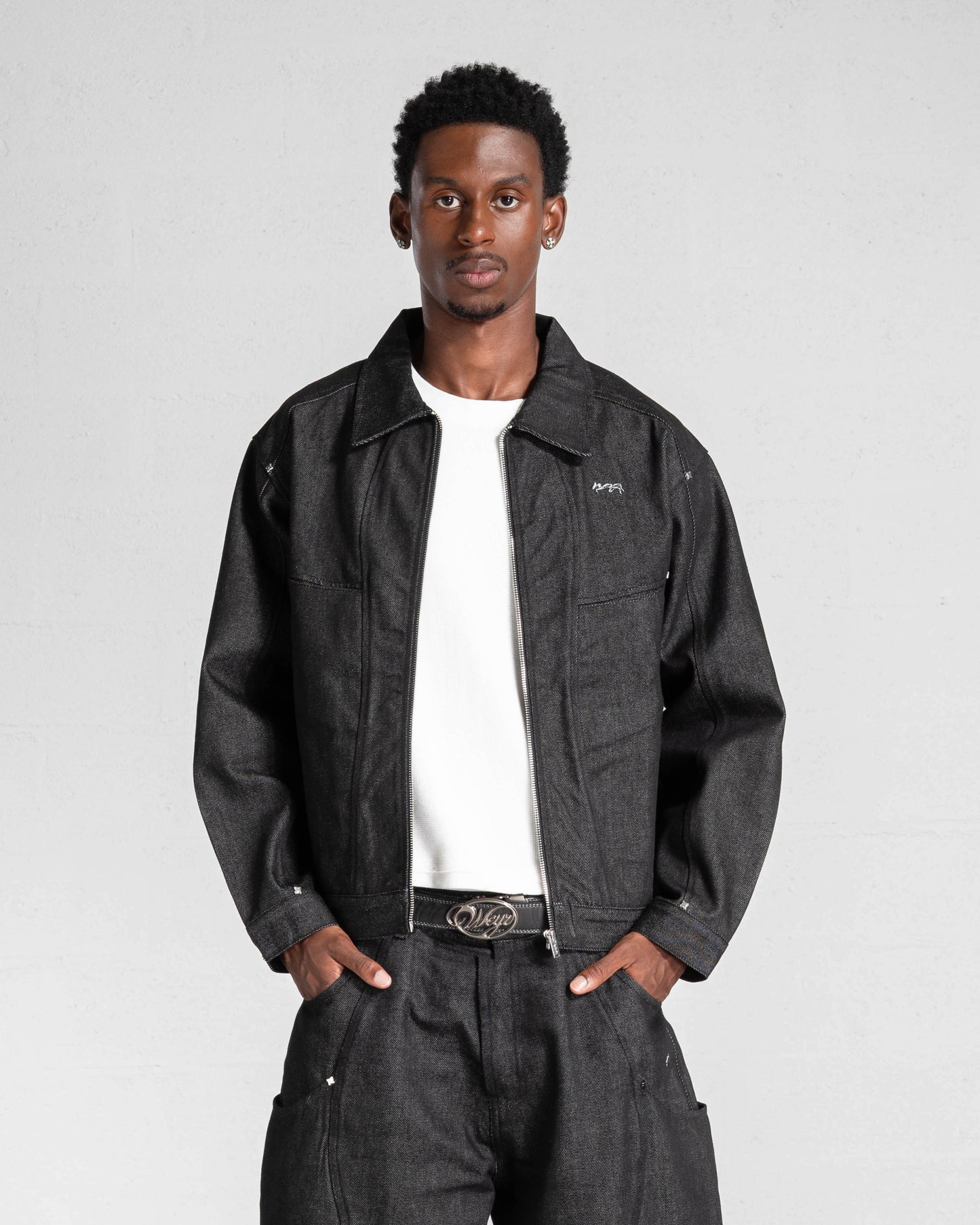 "RIFT" DENIM RAW JACKET - BLACK