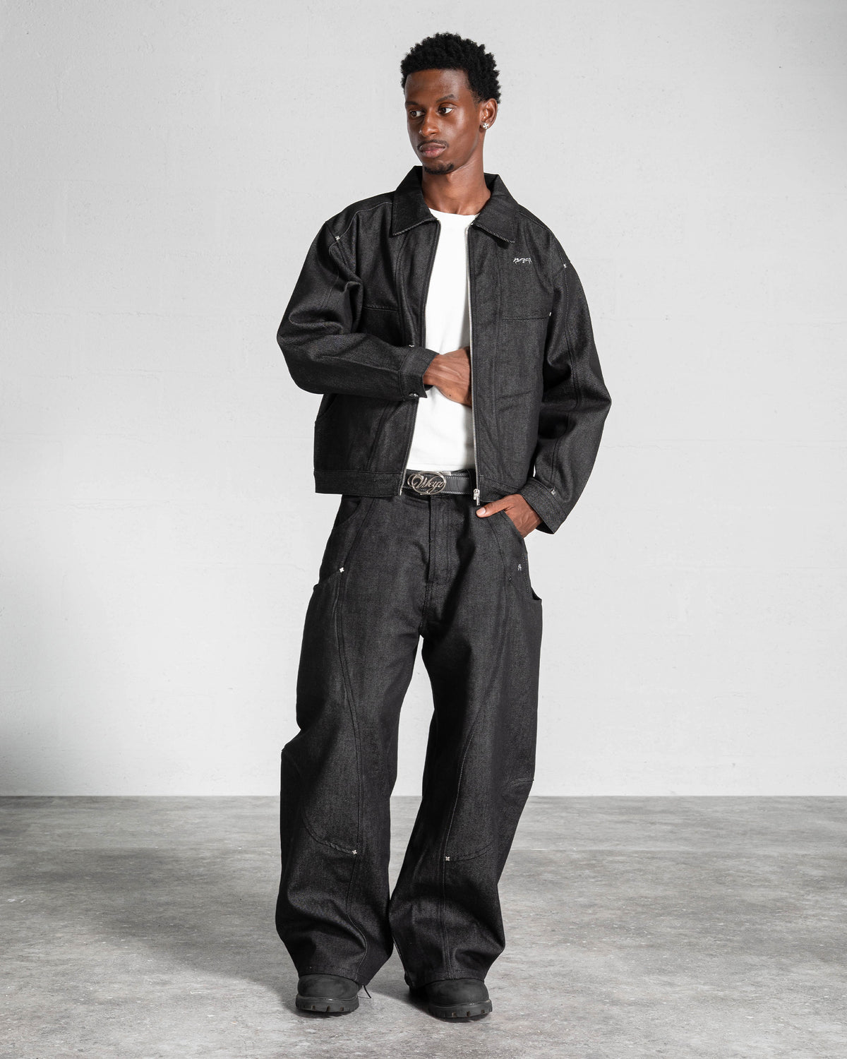 "RIFT" DENIM RAW JACKET - BLACK