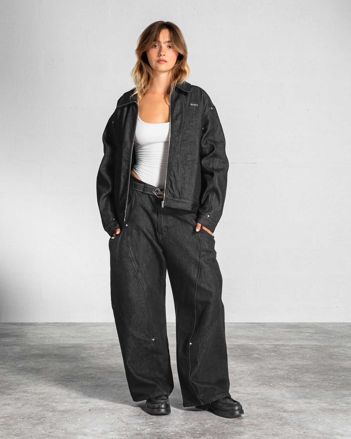 "RIFT" DENIM RAW JACKET - BLACK