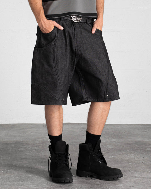 SHORT DENIM RAW "RIFT" - NOIR