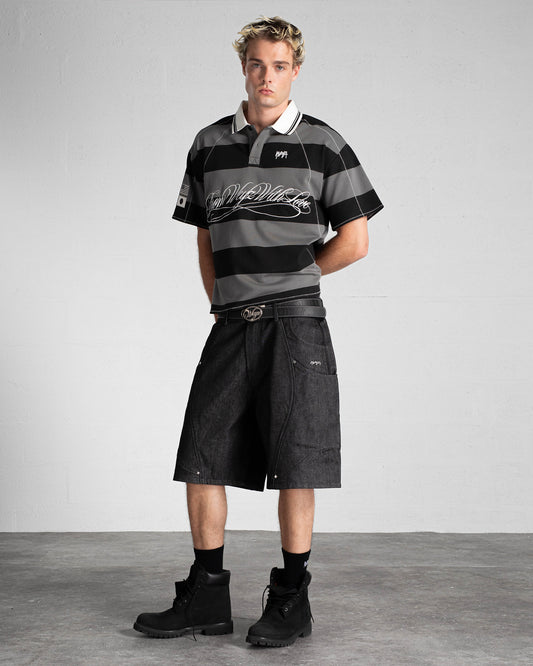 SHORT DENIM RAW "RIFT" - NOIR