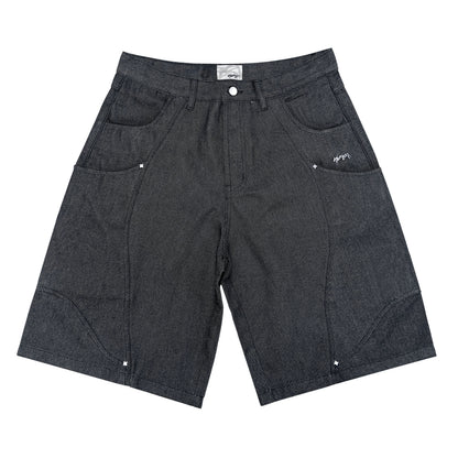 SHORT DENIM RAW "RIFT" - NOIR