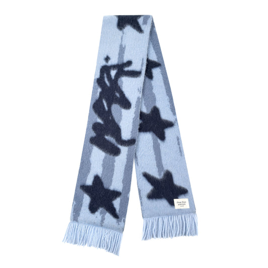 "STARS" ÉCHARPE MAILLE ÉPAISSE - BLEU GLACIALE