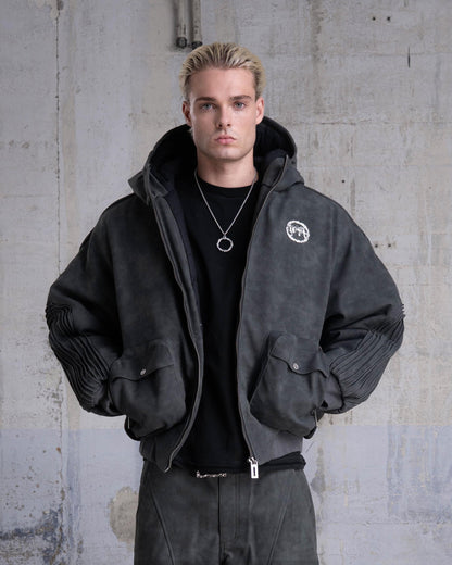 VESTE BOMBER "SHARK" - GRIS FONCÉ