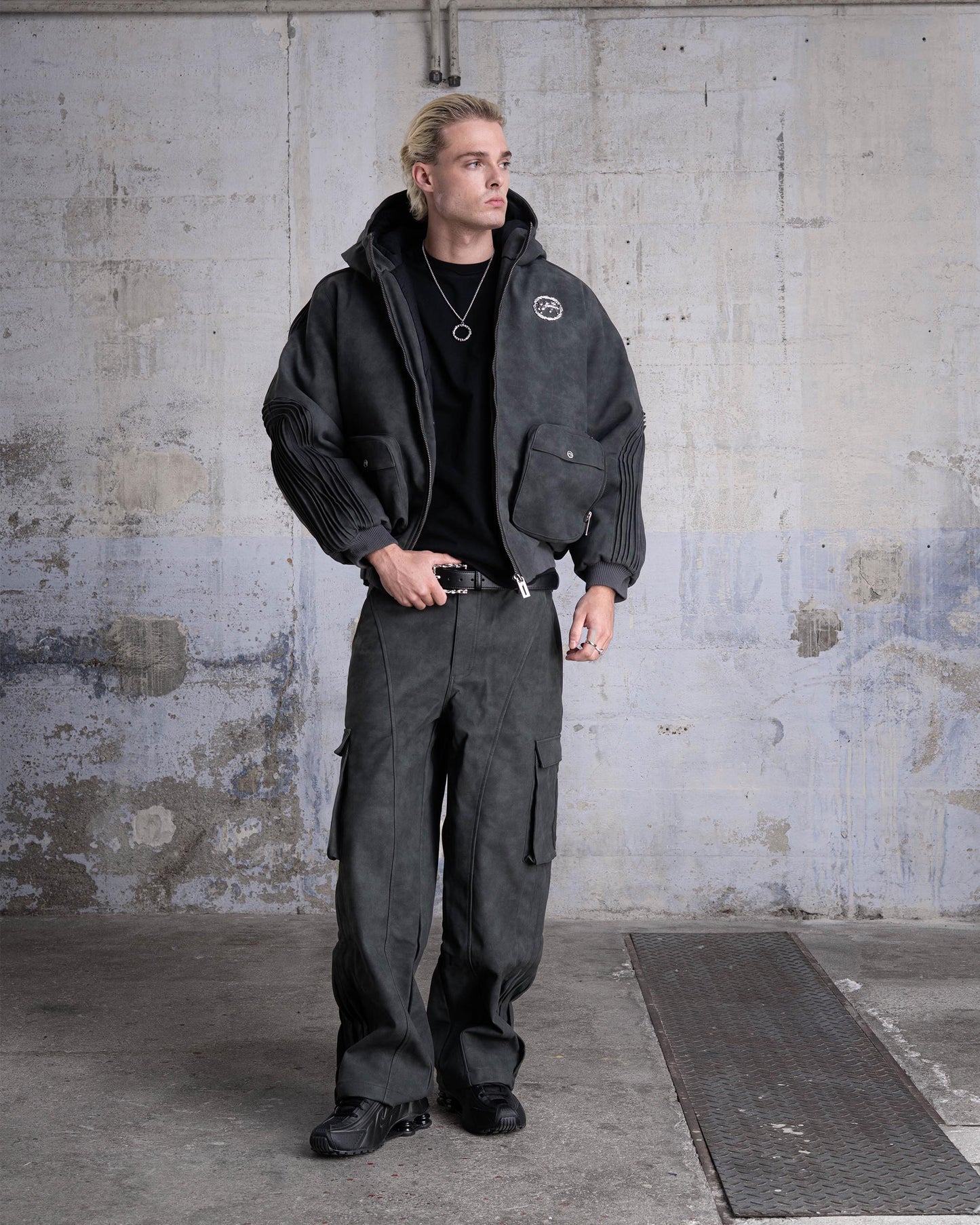 VESTE BOMBER "SHARK" - GRIS FONCÉ