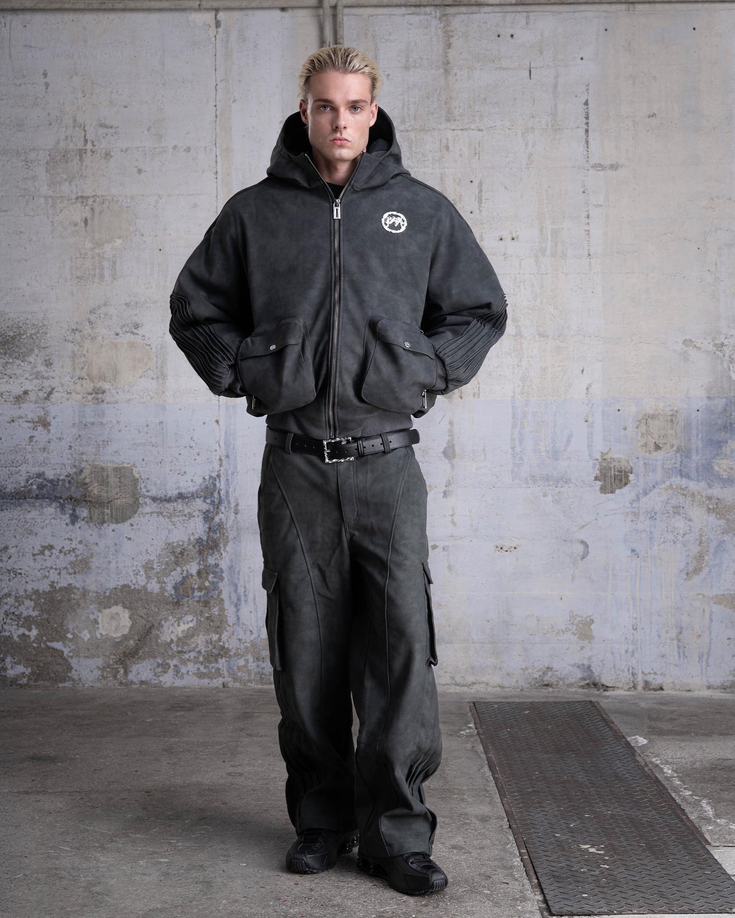 VESTE BOMBER "SHARK" - GRIS FONCÉ