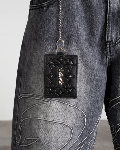 PORTE CARTE "STARS" - NOIR
