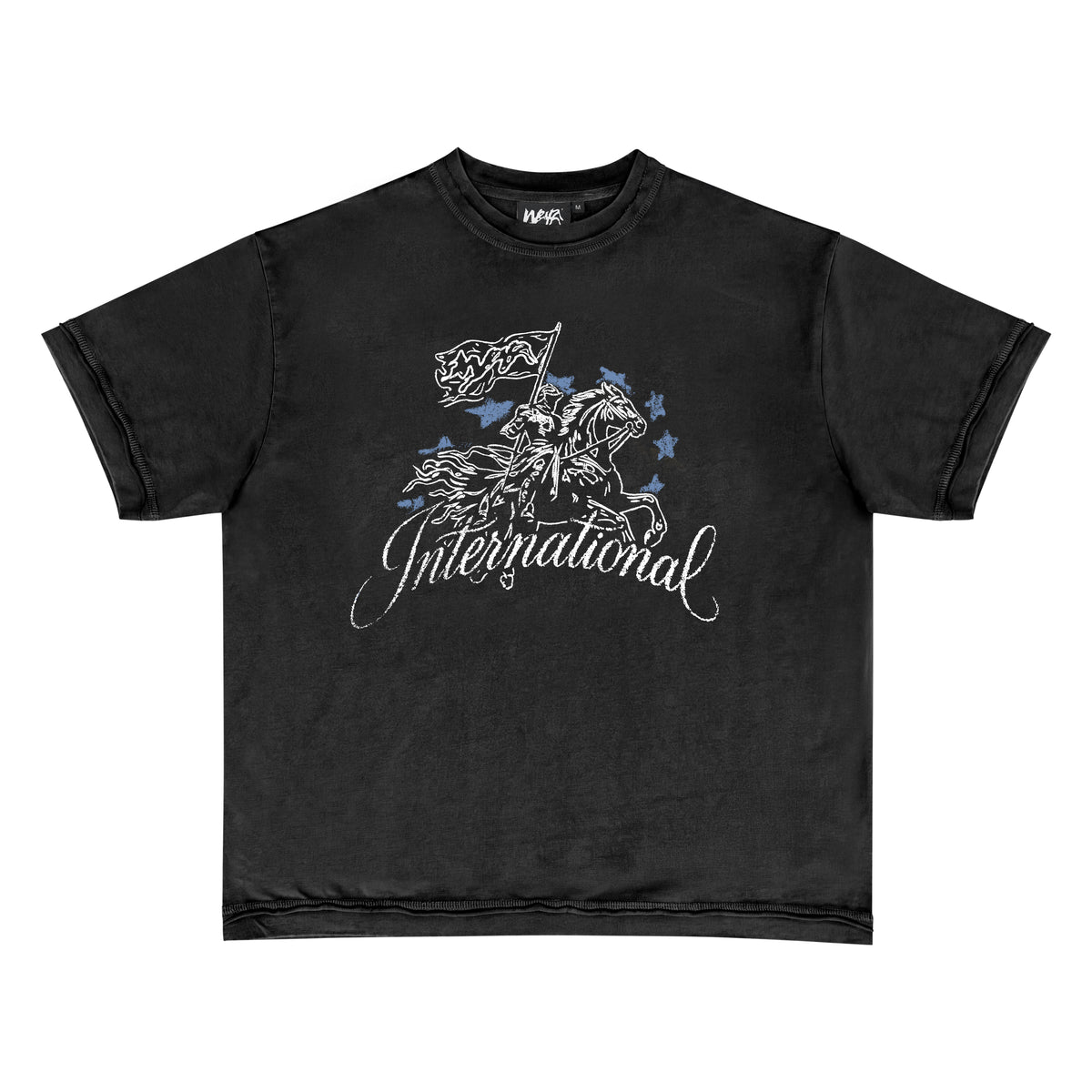 T-SHIRT "INTERNATIONAL" - NOIR VINTAGE