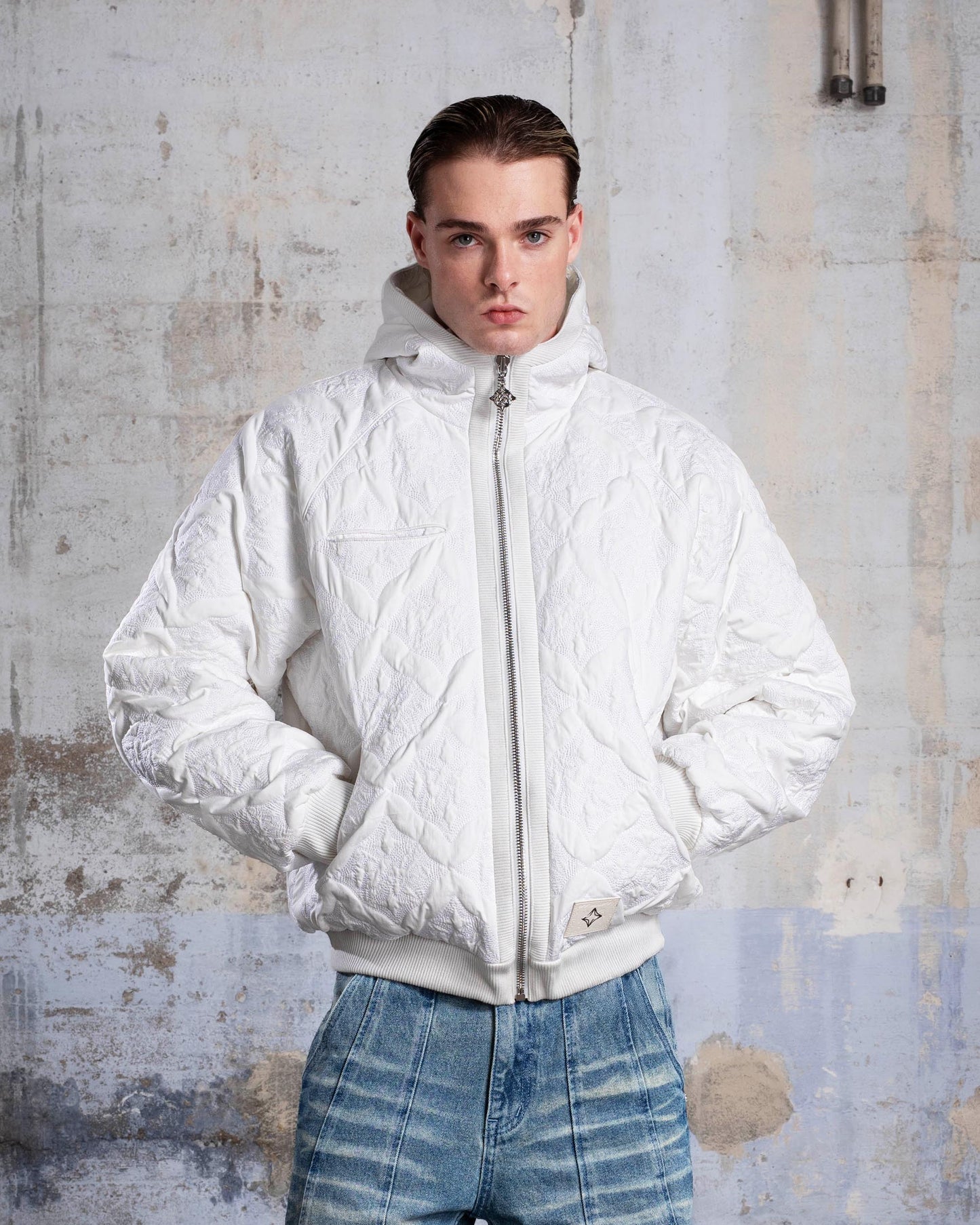 "MONOGRAM" PADDED JACKET - WHITE