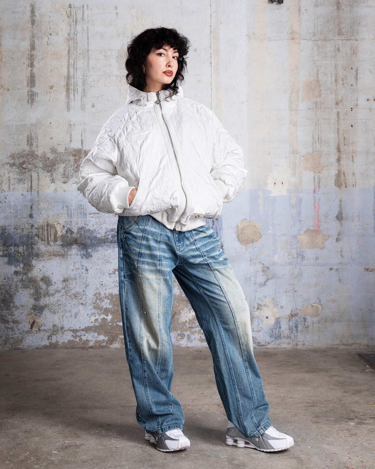 "MONOGRAM" PADDED JACKET - WHITE