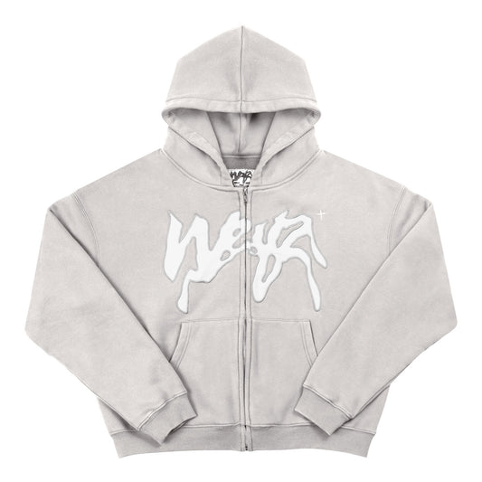 "PROPAGANDA" Zip Hoodie - Cream