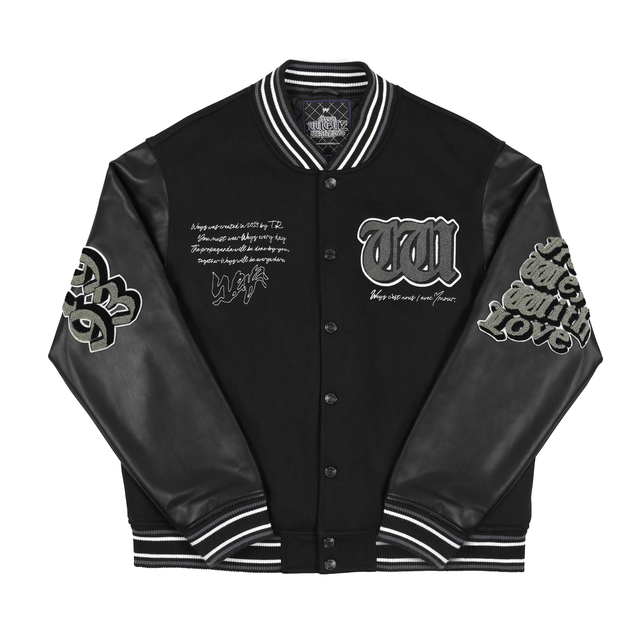 Varsity Jacket "From Weyz with Love" - Black - Weyz Clothing